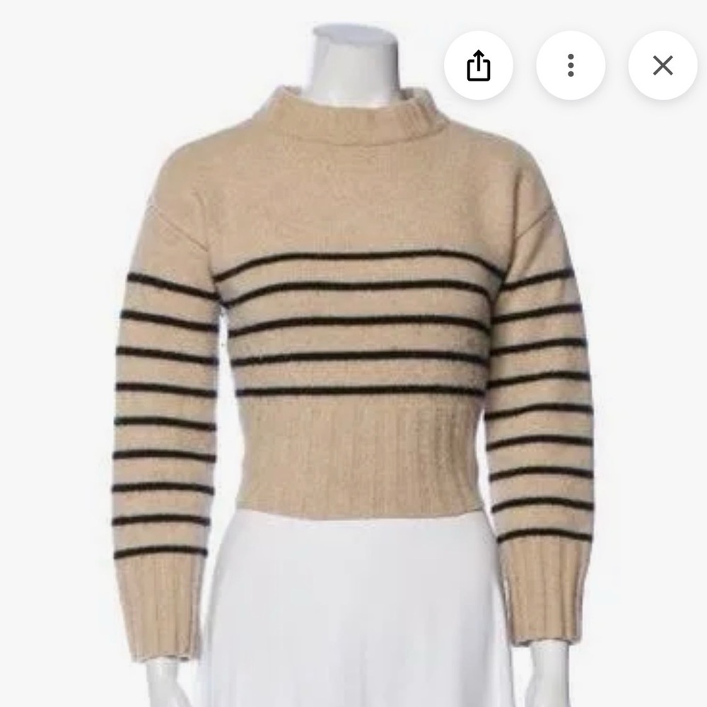 Reformation Beige Striped Cropped Merino Wool Sweater - Picture 3 of 9